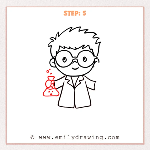 how to draw a cartoon scientist - Step 5
